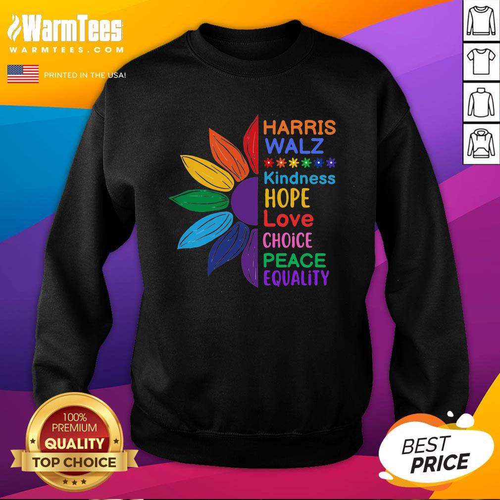 Hot Harris Walz Diversity Rainbow Daisy Sunflower Vote Blue Sweatshirt