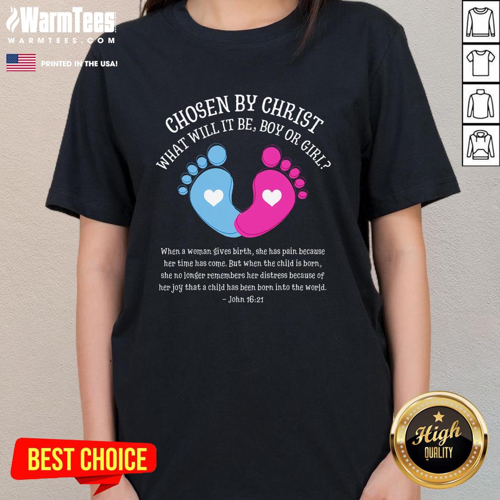 Nice Gender Reveal Baby Shower Jesus Bible John 1621 Ladies-Tee