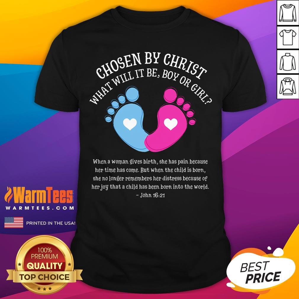 Nice Gender Reveal Baby Shower Jesus Bible John 1621 T-Shirt