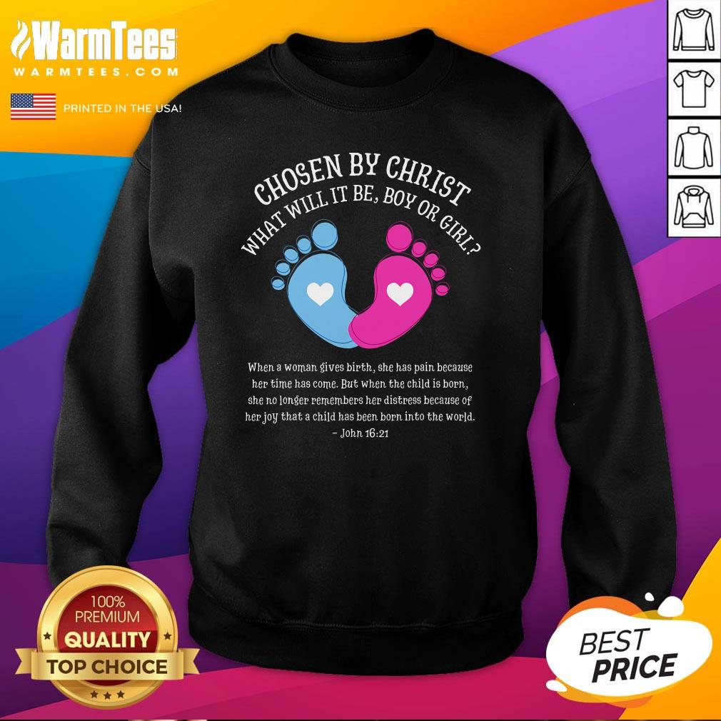 Nice Gender Reveal Baby Shower Jesus Bible John 1621 Sweatshirt