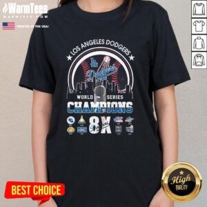 Official MLB Los Angeles Dodgers 8-Time World Series Champions 2024 Ladies-Tee