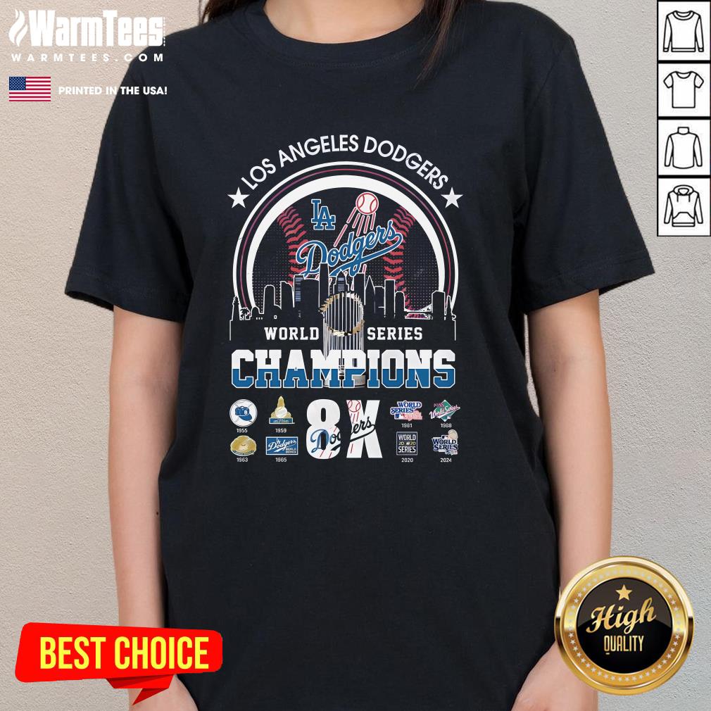 Official MLB Los Angeles Dodgers 8-Time World Series Champions 2024 Ladies-Tee
