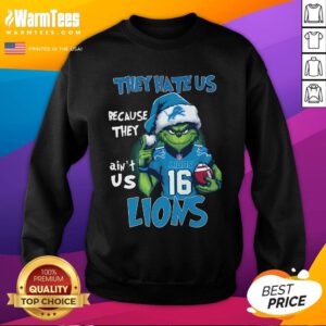 Pretty Grinch They Hate Us Because They Ain't Us Detroit Lions Christmas Sweatshirt
