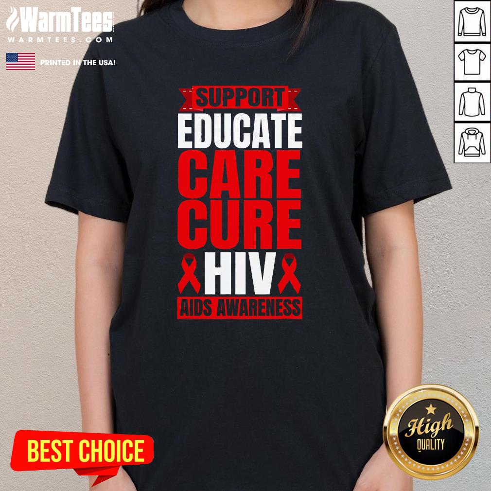 Pretty Hiv Awareness Red Ribbon World Aids Day Fighters Ladies-Tee