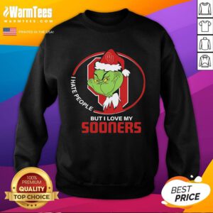 Top Oklahoma Sooners Santa Grinch I Hate People But Love Sooners Christmas Sweatshirt