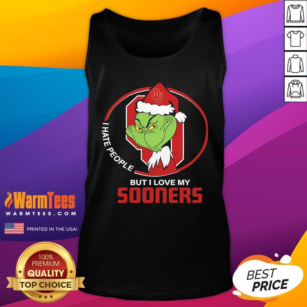 Top Oklahoma Sooners Santa Grinch I Hate People But Love Sooners Christmas Tank-Top