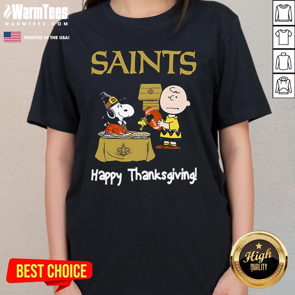 Top Peanuts New Orleans Saints Football Happy Thanksgiving Ladies-Tee