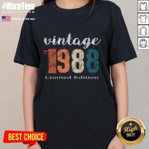Awesome 36-Year-Old Vintage 1988 Limited Edition Ladies Tee in vibrant colors, showcasing retro fashion style.