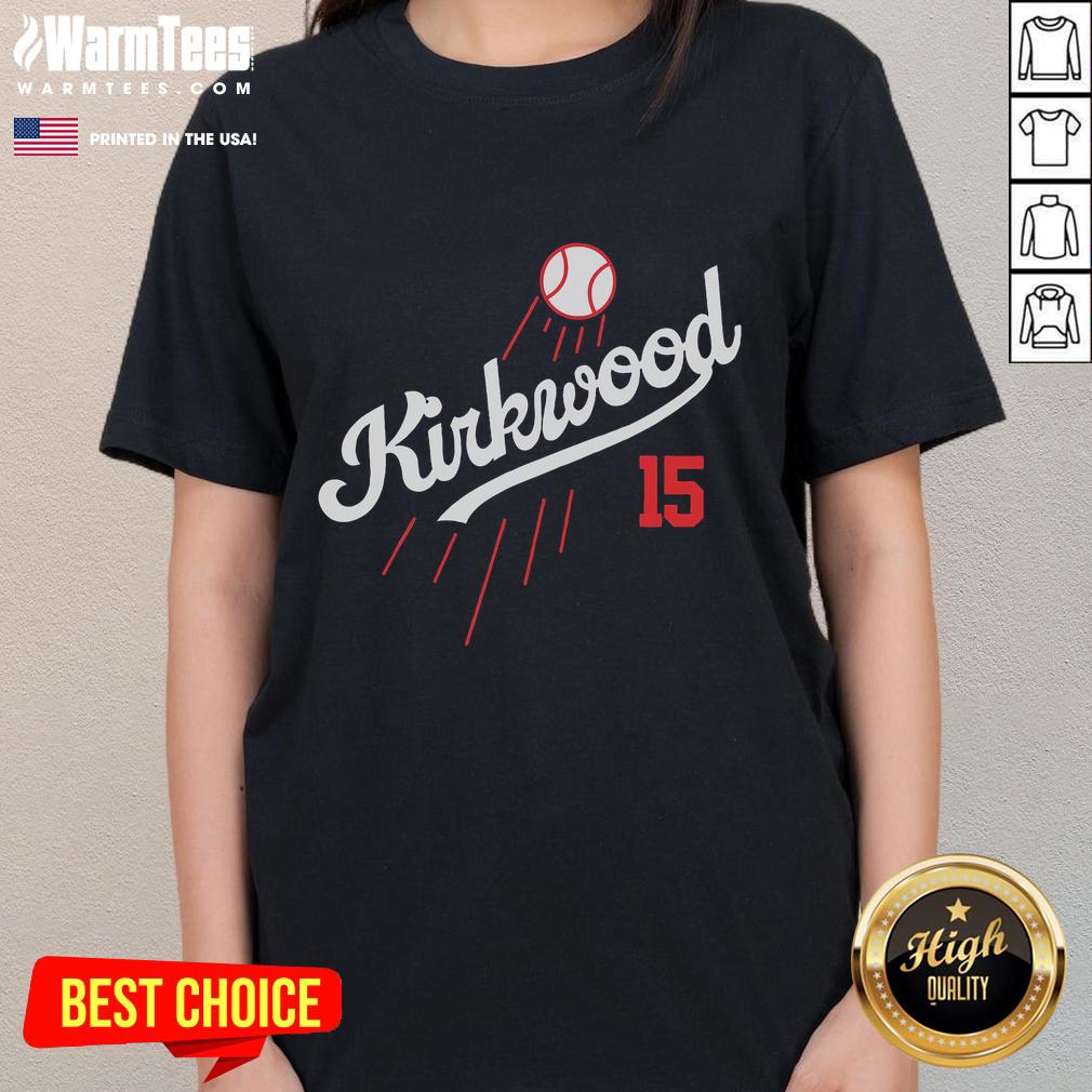 Awesome Kirkwood Baseball Retro Ladies Tee showcasing vintage design and comfortable fit for baseball fans.