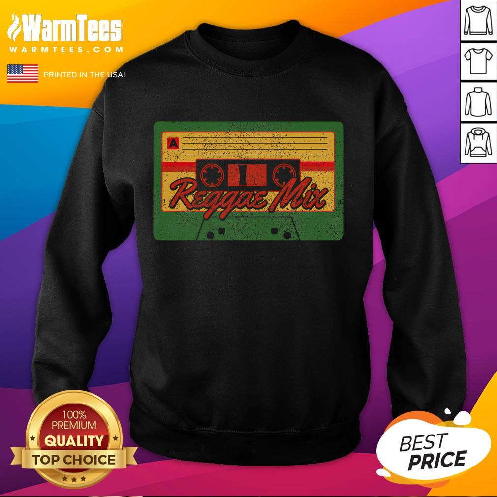 Awesome Reggae Mix sweatshirt featuring retro cassette design, perfect for Rasta and Reggaeton music lovers.