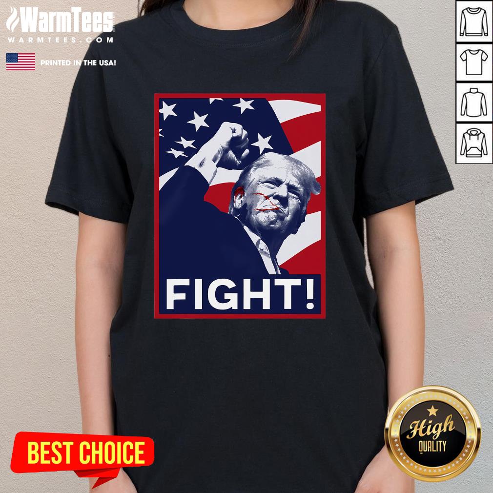 Awesome Trump Fight Fist Pump US Flag Poster 2024 Ladies-Tee