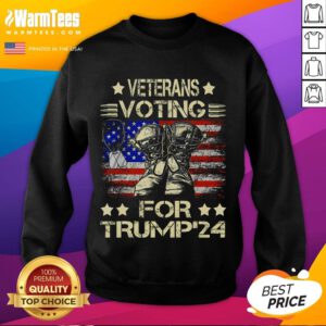 Alt Text: Awesome veterans wearing Trump 2024 sweatshirts with USA flag design, showcasing patriotism and support.