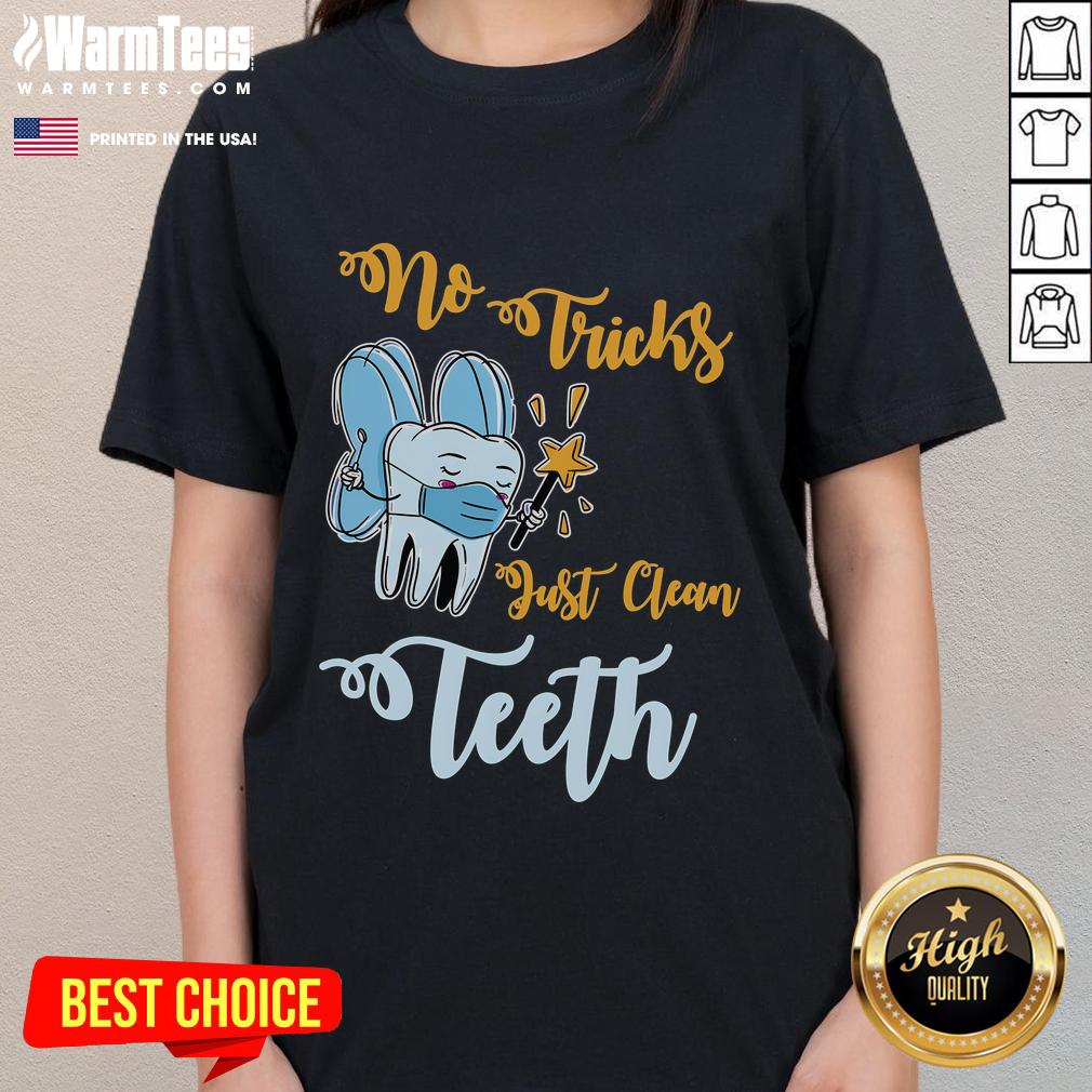 Cute scary dentist trick design on a spooky Halloween ladies tee, perfect for dental professionals and Halloween lovers.