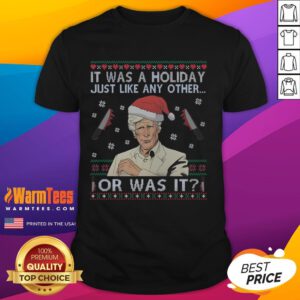 Funny Keith Morrison T-Shirt featuring 'It Was A Holiday Just Like Any Other Or Was It' design for casual wear.