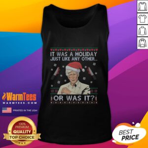 Keith Morrison tank top featuring humorous quote 'Funny, It Was A Holiday Just Like Any Other, Or Was It?' in vibrant colors.