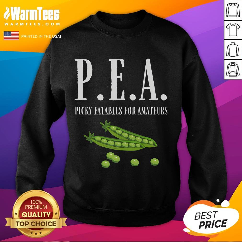 Funny Pea Picky Eatables sweatshirt featuring a playful design for food lovers and amateurs, perfect for casual wear.