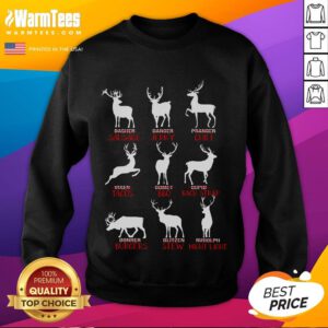 Good Christmas Deer Hunters sweatshirt featuring all of Santa's reindeer in a festive design for the holiday season.