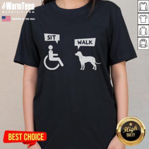 Funny tee for pet lovers featuring a dog in a wheelchair, perfect for dog enthusiasts and animal lovers.