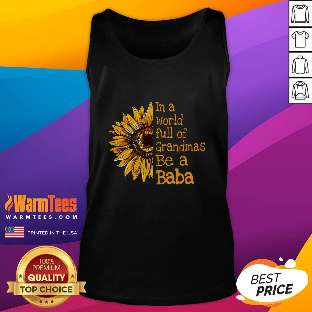 Good in a World of Grandmas: Be a Baba tank top featuring a playful design for Polish and Serbian grandmothers.