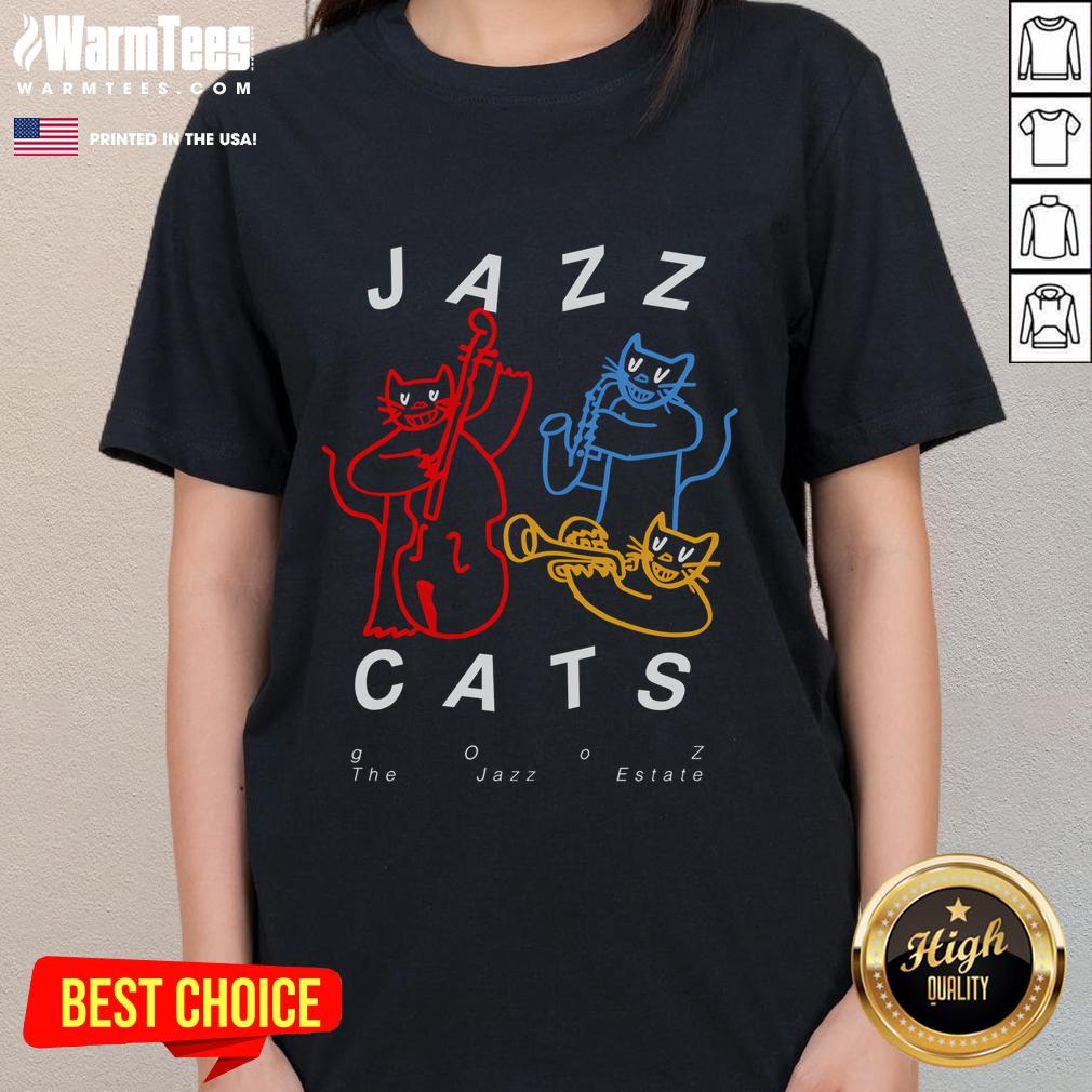 Good Jazz Cats Gooz The Jazz Estate Ladies Tee featuring a stylish design for jazz music lovers.