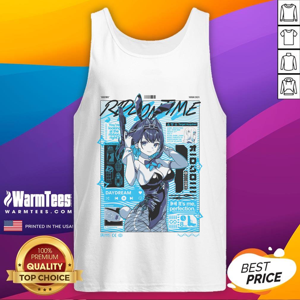 Hot Ride On Time Ouro Kronii in a stylish tank top, showcasing Hololive's unique anime character design.