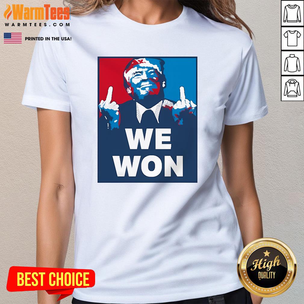 Official Donald Trump Middle Finger We Won Portrait One For Harris One For Biden Ladies-Tee