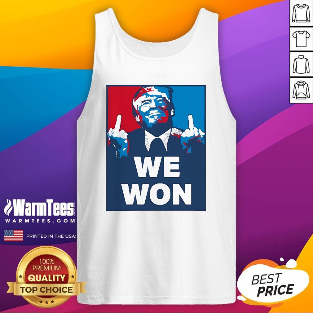 Official Donald Trump Middle Finger We Won Portrait One For Harris One For Biden Tank-Top