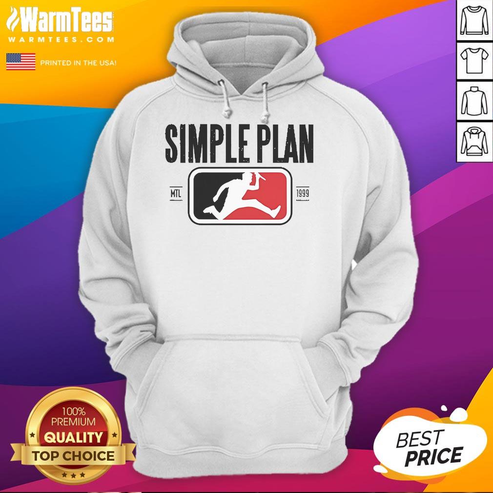 Official Simple Plan SP Style Logo Raglan Hoodie in black and white, perfect for fans and casual wear.