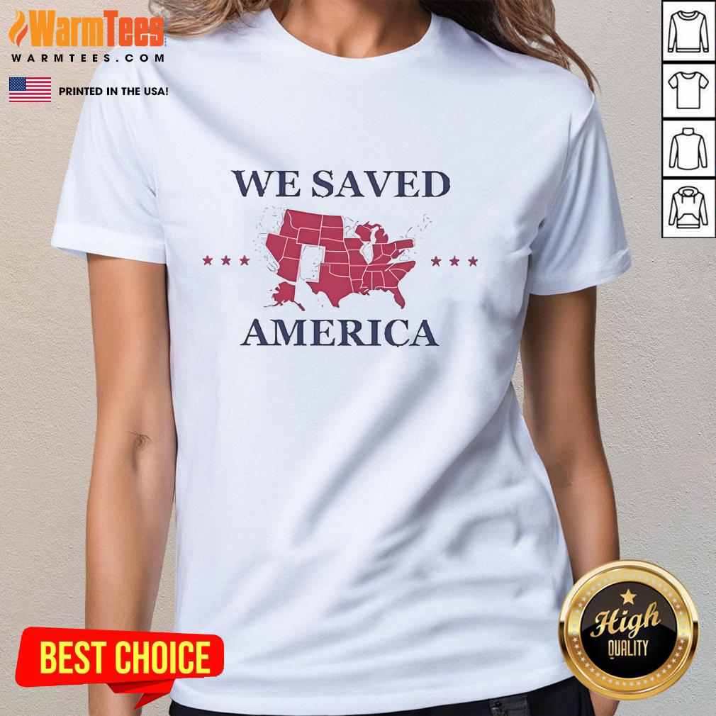 Official We Saved America 2024 Ladies Tee in vibrant colors, perfect for patriotic women supporting the 2024 election.