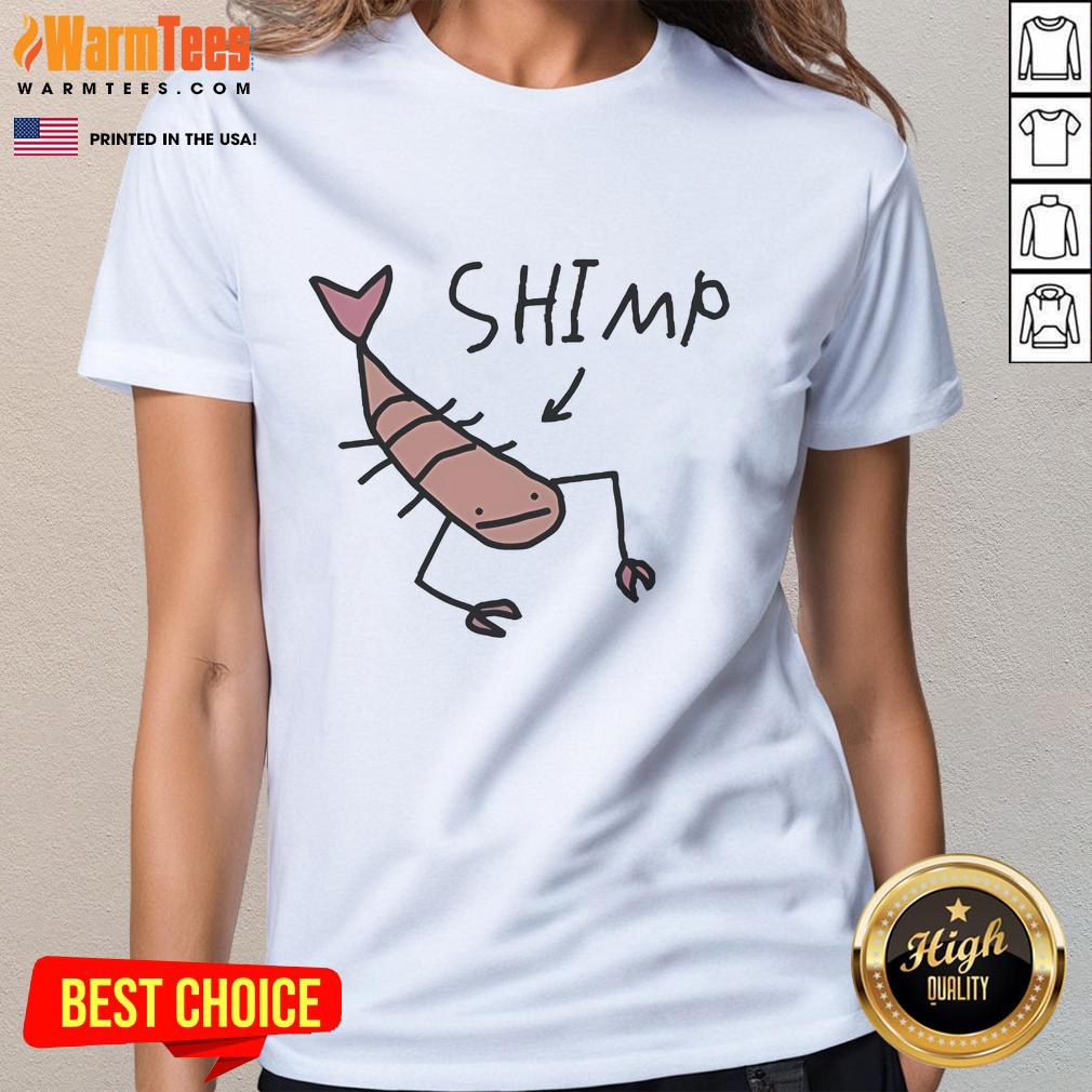 Official Worstshirts Shrimp Ladies Tee featuring a colorful shrimp graphic on a stylish women's t-shirt.