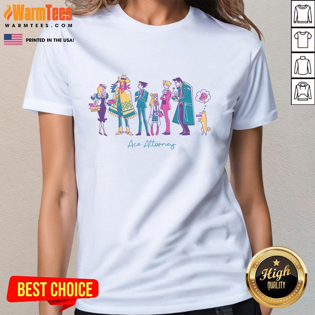 Awesome Ace Attorney Phoenix Wright Lawful Lunch Break Ladies Tee featuring vibrant graphics and stylish design.