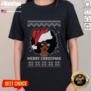 Awesome African American ladies in festive ugly Christmas pajama tees, showcasing holiday cheer and style.