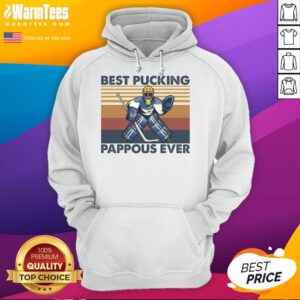 Funny hockey grandpa saying hoodie featuring 'Best Pucking Pappous Ever' design, perfect for sports-loving grandfathers.