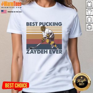 Funny hockey grandpa tee featuring 'Best Pucking Zaydeh Ever' saying, perfect for a hockey-loving grandparent.