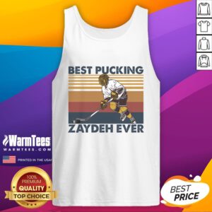 Funny hockey grandpa saying on tank top: 'Awesome Best Pucking Zaydeh Ever' for hockey-loving grandfathers.
