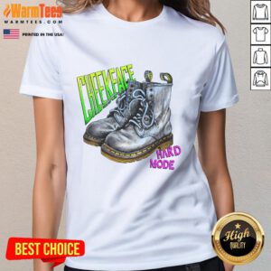 Awesome Cheekface Hard Mode Boot Ladies Tee featuring a stylish design perfect for casual wear and gaming enthusiasts.