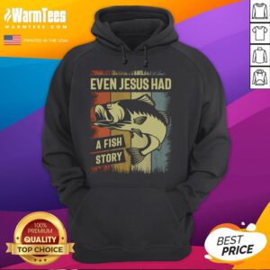 Awesome Christian Fishing hoodie featuring 'Even Jesus Had a Fish Story' design in vintage style.