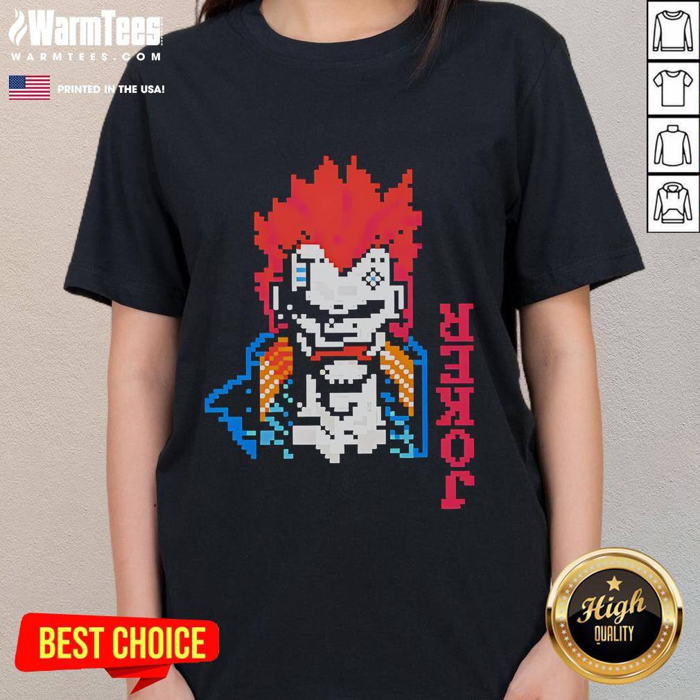 Awesome Cyberpunk 2077 x Balatro Joker ladies tee featuring vibrant graphic design and stylish cut for fans.