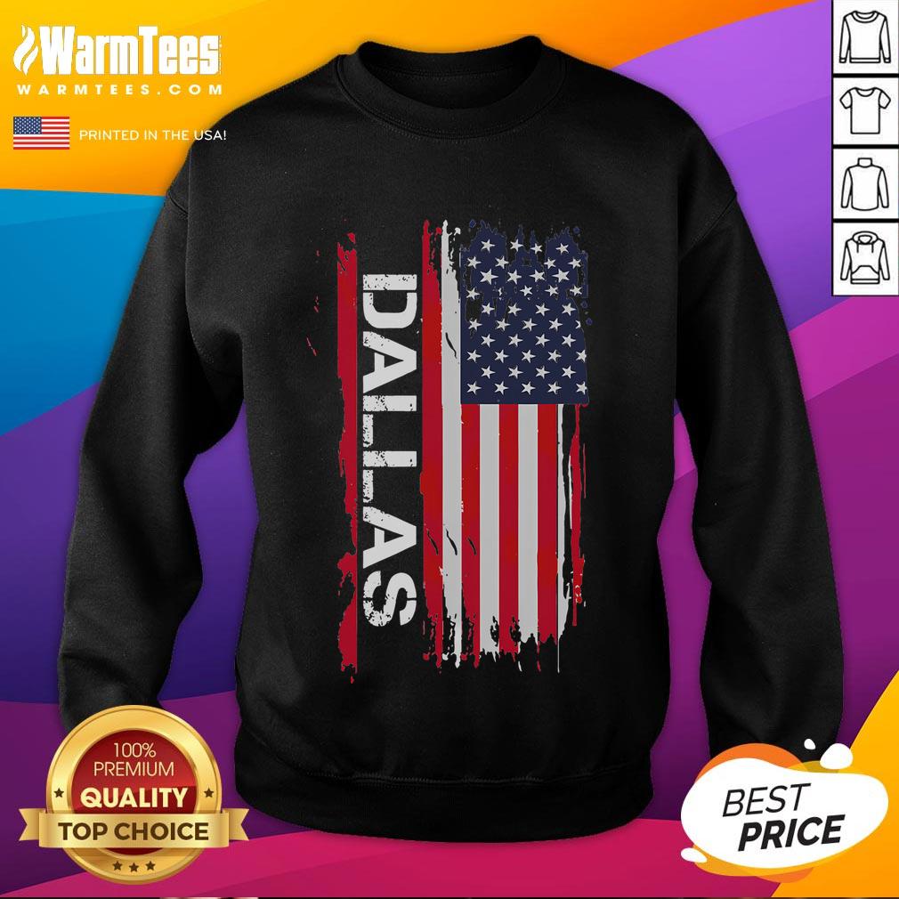 Awesome Dallas America Flag Sweatshirt featuring a bold graphic design of the American flag on a cozy fabric.