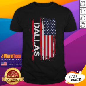 Awesome Dallas America Flag T-Shirt featuring vibrant colors and a stylish design, perfect for patriotic fashion lovers.