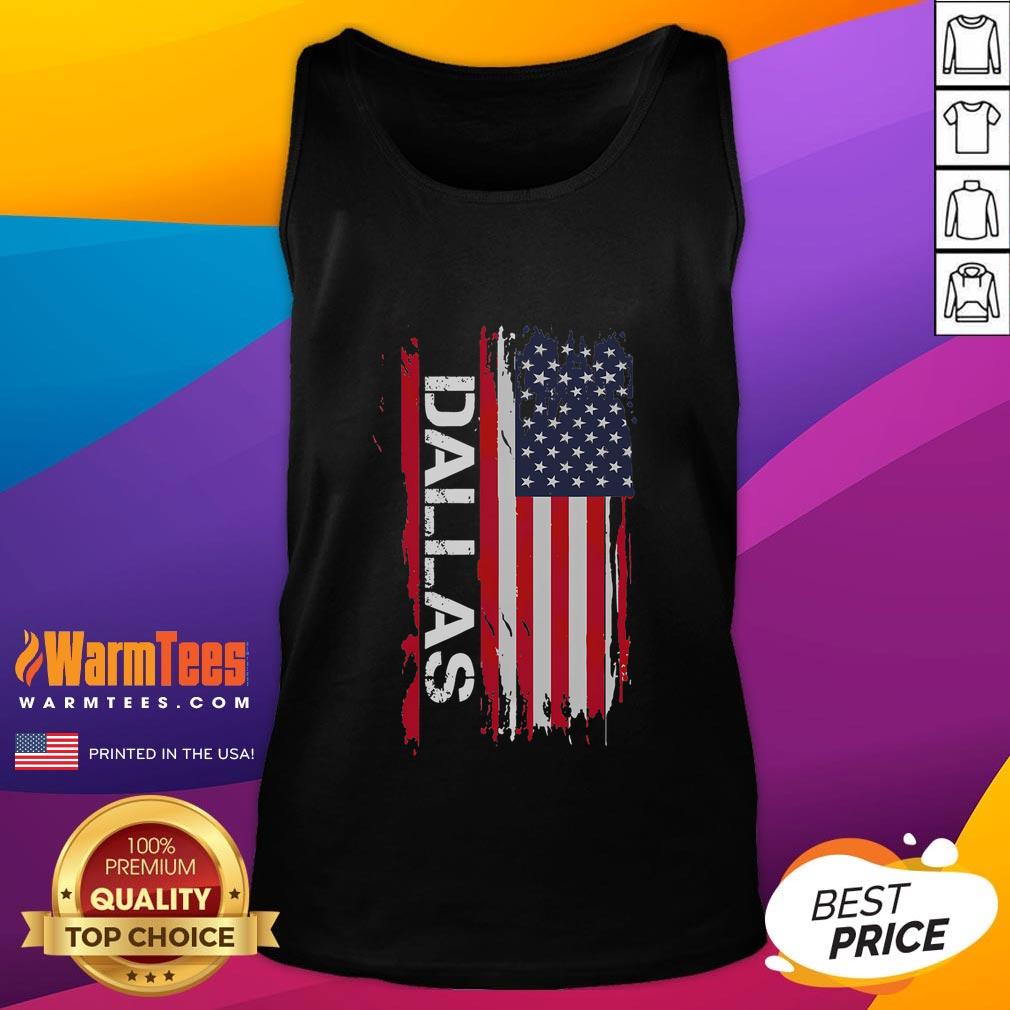 Awesome Dallas America Flag Tank Top featuring a bold design of the American flag, perfect for patriotic summer wear.
