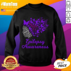 Awesome Epilepsy Awareness Day sweatshirt featuring a vibrant butterfly design symbolizing support and hope for epilepsy.