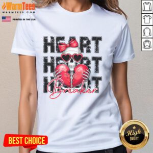 Funny matching couple tees featuring 'Awesome Heart Breaker' design for cute ladies, perfect for couples' outfits.