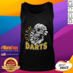 Alt Text: Cool tank top featuring a skull dartboard and arrows design, perfect for dart players and enthusiasts.