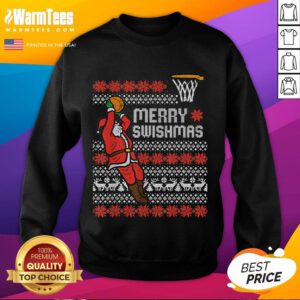 Awesome Merry Swishmas Ugly Christmas Basketball Pajamas Sweatshirt featuring festive basketball-themed graphics.
