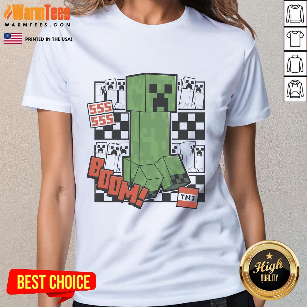 Awesome Minecraft Creeper TNT ladies tee featuring a vibrant graphic design, perfect for gaming fans and casual wear.