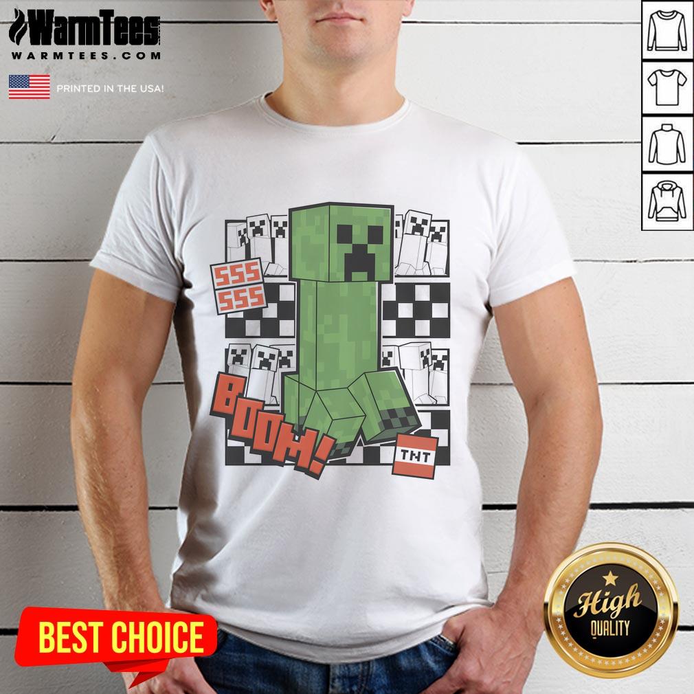 Awesome Minecraft Creeper TNT T-Shirt featuring a vibrant green Creeper graphic and explosive TNT design.