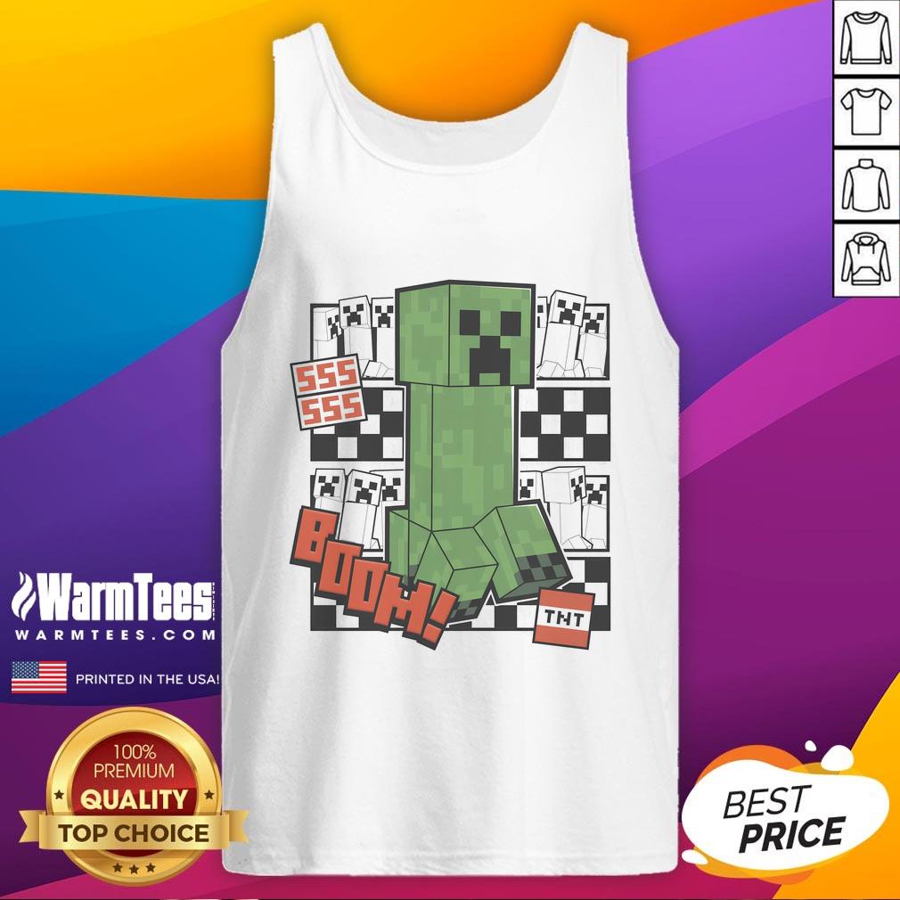 Awesome Minecraft Creeper TNT tank top featuring a vibrant design of the iconic Creeper and TNT blocks.
