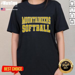 Alt Text: Awesome Mountaineers Softball Appalachian State sports fan ladies tee, featuring team colors and logo for women.