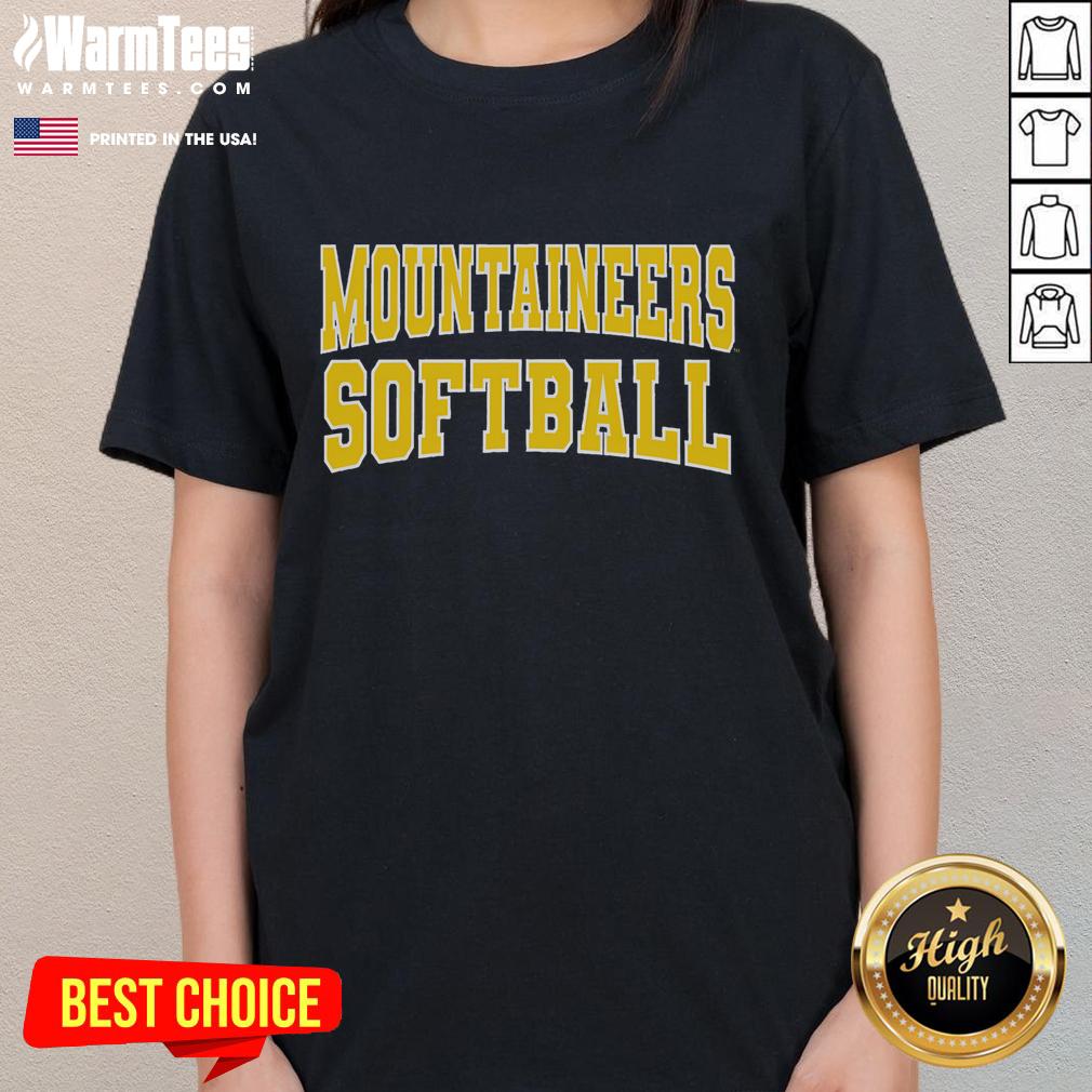 Alt Text: Awesome Mountaineers Softball Appalachian State sports fan ladies tee, featuring team colors and logo for women.